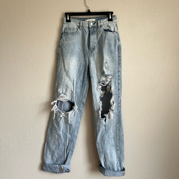 PacSun 90’s Boyfriend Light Wash High Rise Blue Denim Jeans Women’s 25 Blown Out - Picture 1 of 4